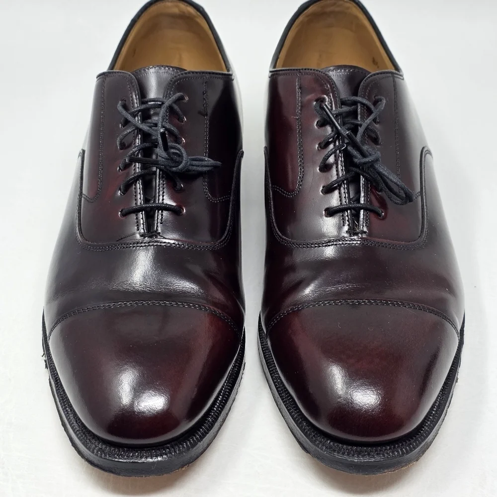 Johnston & Murphy Optima Mens Melton Oxford Size 8.5 Burgundy Cap Toe Shoe USA